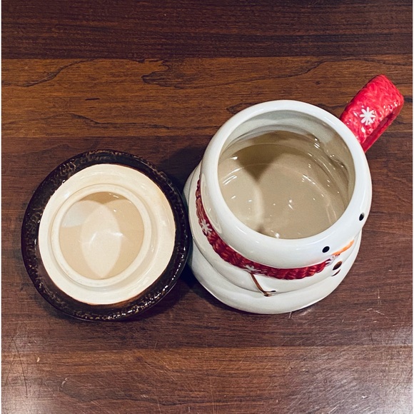 🎄🌟HO🌟NWOT Warm Wishes Snowman Novelty Ceramic Coffee Mug w/ Removable Hat Lid - Picture 3 of 8